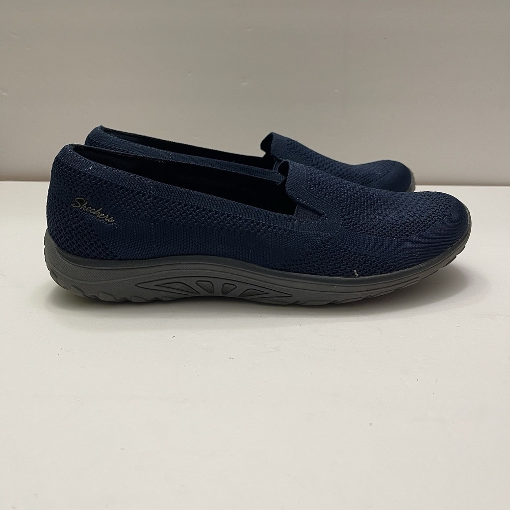 Skechers Reggae Fest Slip-In Navy Blue Shoes Women's Size 8 Stretch Memory Foam - Picture 2 of 11